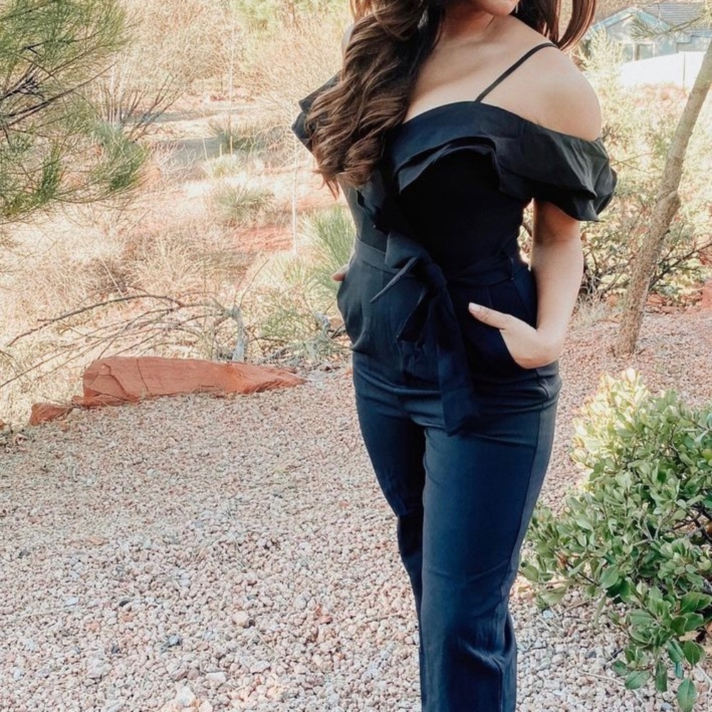 Black Jumpsuit with ruffle top